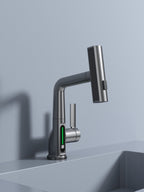 ZenCascade Waterfall & Pull-Out Faucet with Temperature Display in Gun Metal