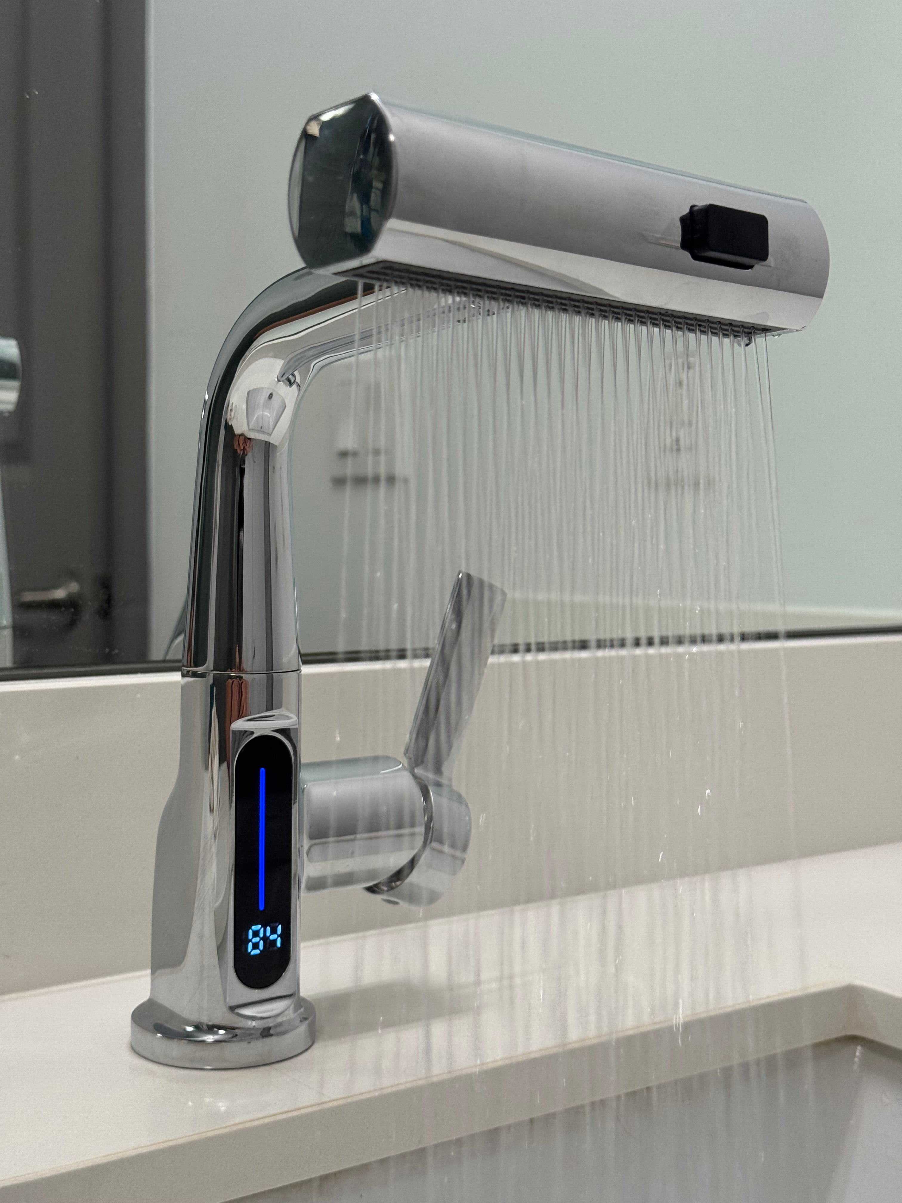 ZenCascade Waterfall & Pull-Out Faucet with Temperature Display in Chrome
