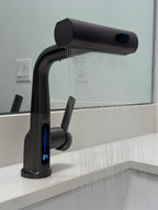 ZenCascade Waterfall & Pull-Out Faucet with Temperature Display in Gun Metal