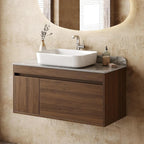 36" Floating Bathroom Vanity with Sink Combo, Wood Bathroom Vanity Storage Cabinet with Gray Sintered Stone