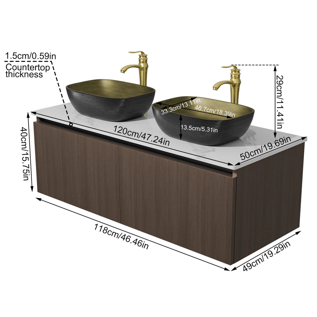 Floating Vanity Bathroom with Sink Combo, Wall Mounted with Sink Ceramic Basin and Faucet