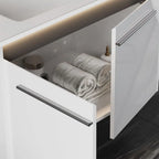 31" LED Floating Bathroom Vanity with Sink, High Gloss Single Sink Wall Mounted Bathroom Storage Vanity Cabinet
