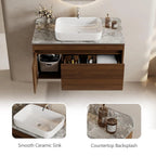 36" Floating Bathroom Vanity with Sink Combo, Wood Bathroom Vanity Storage Cabinet with Gray Sintered Stone