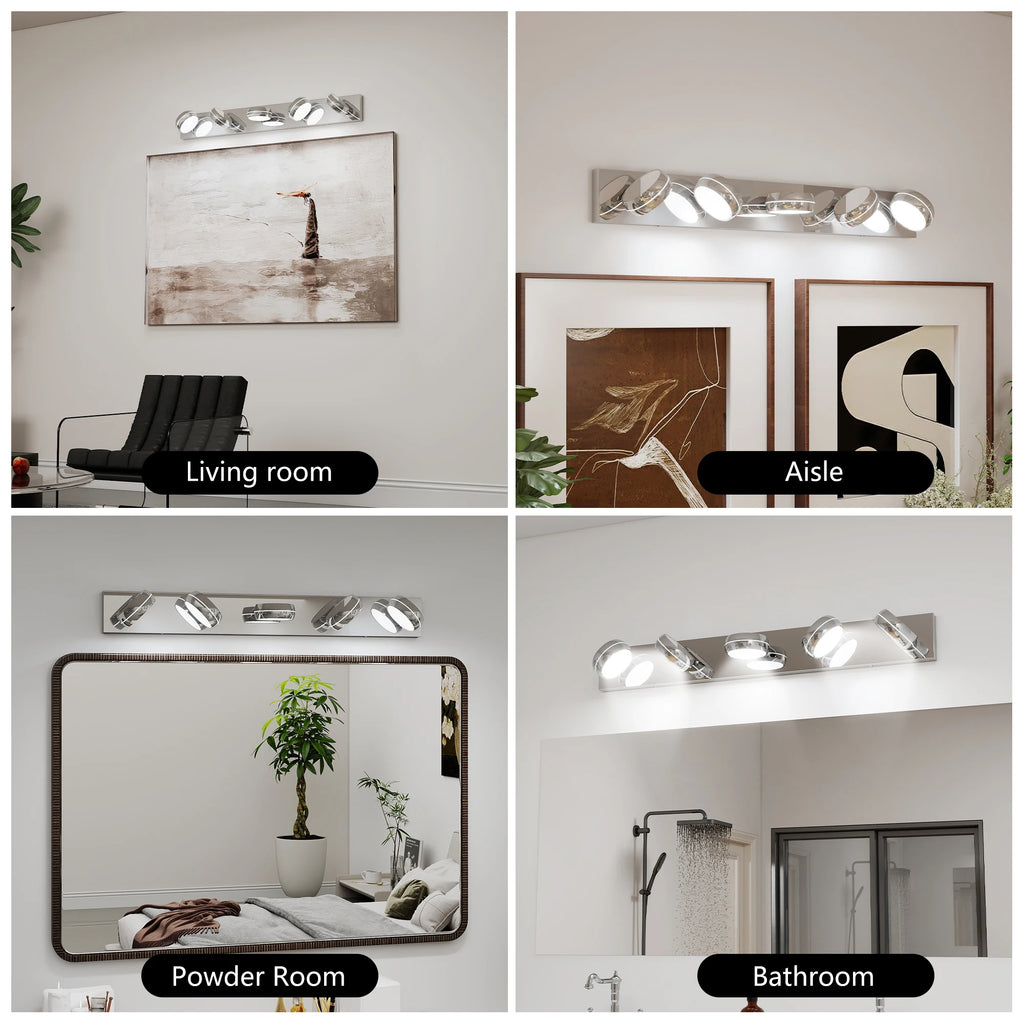 Modern Bathroom Vanity Light Fixture LED Wall Sconce Dimmable 3-6 Light