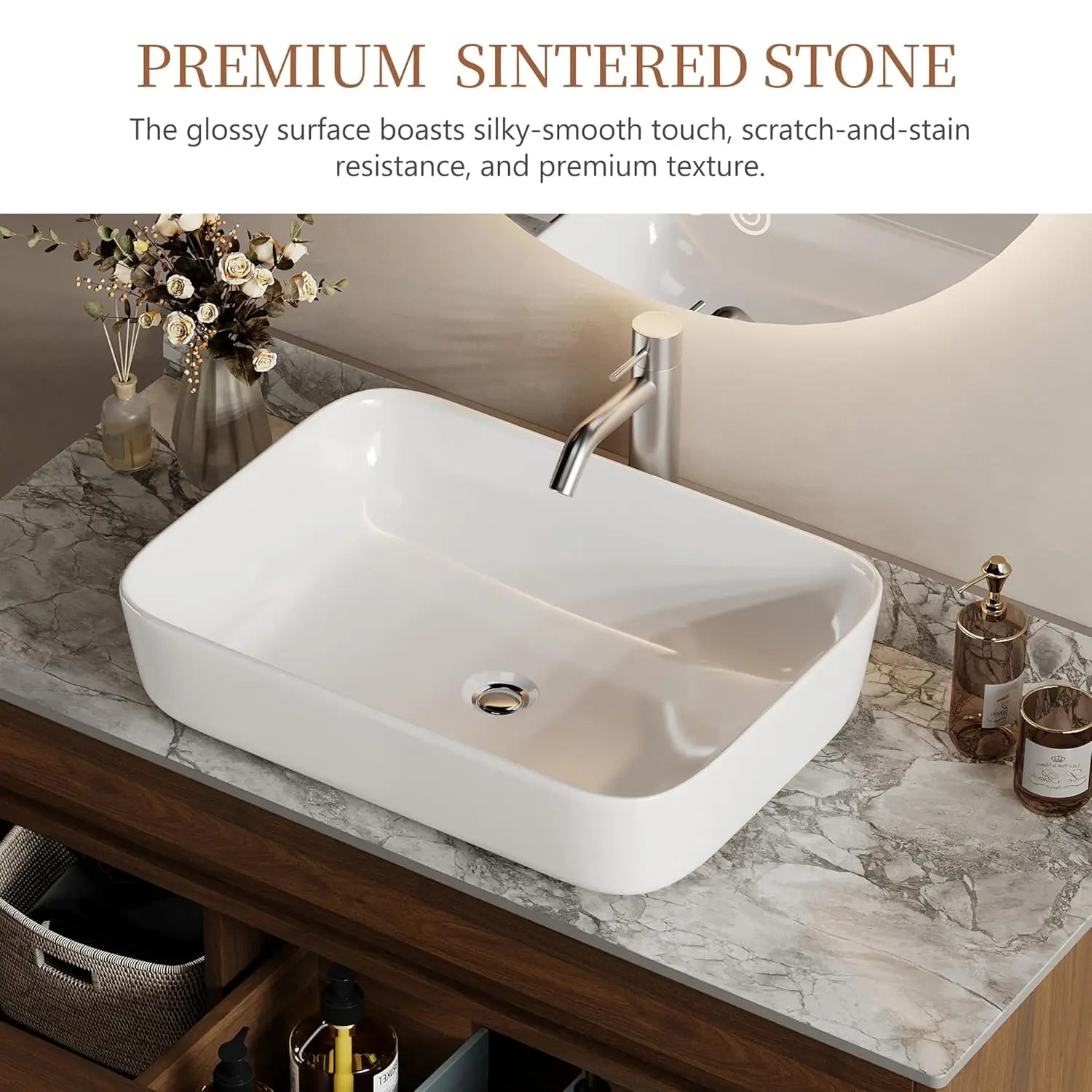 36" Floating Bathroom Vanity with Sink Combo, Wood Bathroom Vanity Storage Cabinet with Gray Sintered Stone, Customized