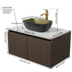 Floating Vanity Bathroom with Sink Combo, Wall Mounted with Sink Ceramic Basin and Faucet
