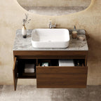 36" Floating Bathroom Vanity with Sink Combo, Wood Bathroom Vanity Storage Cabinet with Gray Sintered Stone